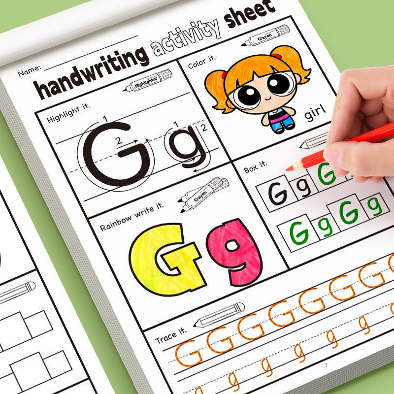 2 Books/set of 26-letter and Number Practice Books, Each with 32 Pages, Number Copybook, Letter Tracing Book