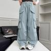 Girls' Wide-Leg Cotton Work Pants with Big Pockets - Autumn 2026 Style for Medium to Large Children, Casual Straight-Leg Long Pants