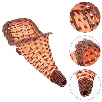 Decorate Bamboo Horn Storage Child Basket Grapevine Cornucopia Hand Woven Snack Baskets