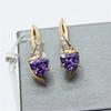 Purple Gold-Plated Rose Gold Purple Stone Stud Earrings French Mysterious Romantic Foreign Style Earrings