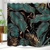 Tropical Palm Leaf Shower Curtain - Green & Gold Abstract Banana Leaf, Modern Botanical Design,  Nature-Inspired