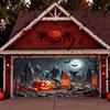2D banner 1 piece Halloween garage door decoration with pumpkin bat tombstone and ghost design Halloween decoration
