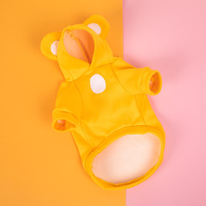 Autumn and Winter New Pet Cute Transformation Outfit Small Dog Bear Ears Dog Clothes Velvet Warm and Comfortable Teddy Bear