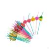 50Pcs Bendable Colorful Plastic Straws Drinking Straw with Fruit Ornaments A