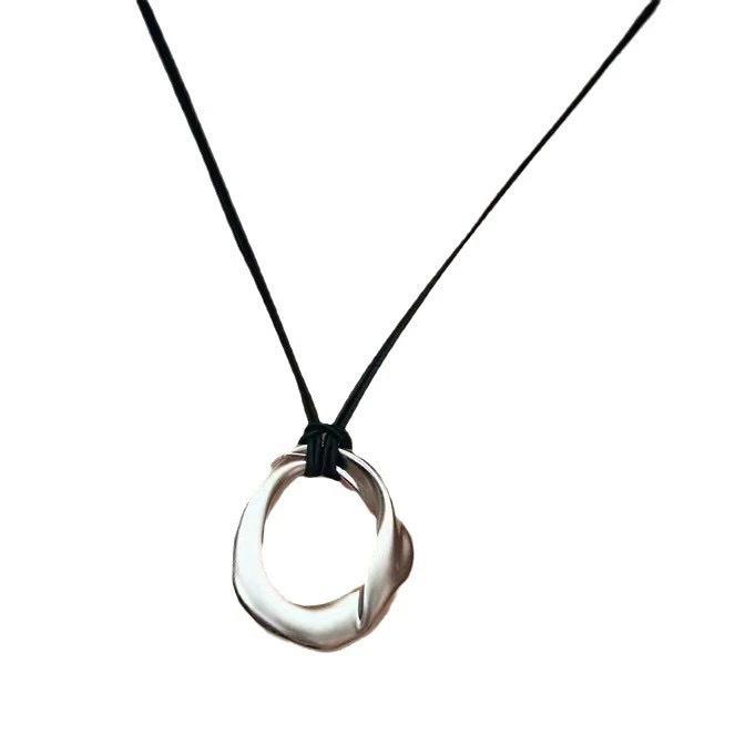 Elegant Chinese-Style Long Pendant Necklace with Leather Cord