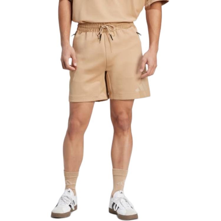 Adidas Solid Color Logo Mid Waist Casual Shorts Men Shorts Warm-Sandstone JW4744