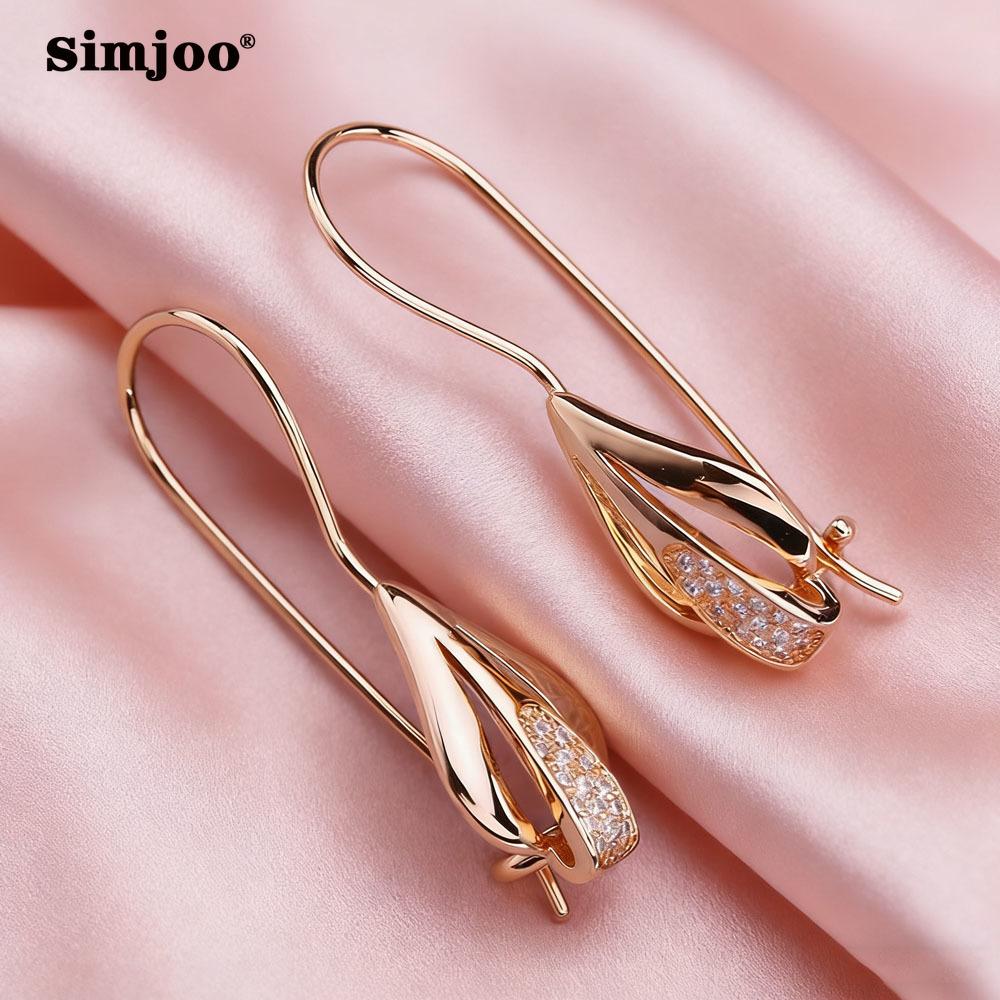 SIMJOO Rose Gold Color Fashionable Geometric Shape Noble Women's Stone Earrings Pendants