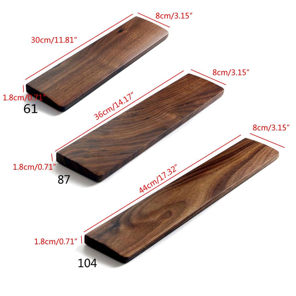 Wooden Keyboard Wrist Rest Walnut Wrist Rest Solid Wood Mouse Pad Wrist Guard for Keyboard (Walnut, 61 87 104 Keys)