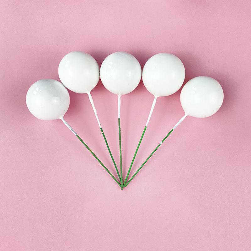 Sada zlatých kuličkových dekorací na dort - 10 kusů: Pěnová koule Narozeninová pekařská zapichovátka a doplňky na dezertní stůl