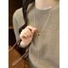 Winter and Autumn Vintage Tiger-eye Stone Heart-shaped Flower Pendant Pull Necklace for Elegant Women's Sweater Chain