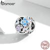 Bamoer Colorful Flowers & Butterflies Charm Authentic 925 Sterling Silver Pendant Fit Women DIY Making Bracelet Fine Jewelry Gift