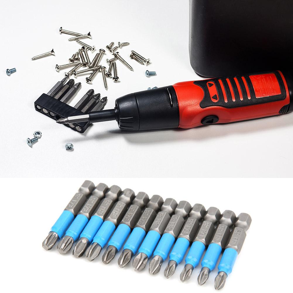 12pcs Set 50mm NonSlip Magnetic Cross Screwdriver Bits 14 Inch Hex Shank S2 Alloy Steel
