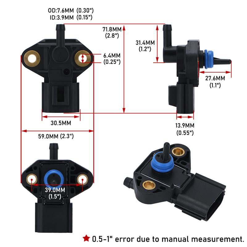 Fuel Injector Rail Pressure Sensor For Ford Escape Explorer Focus Maverick Mustang 2005 2008 2007 Crown Victoria 3F2E9G756AD
