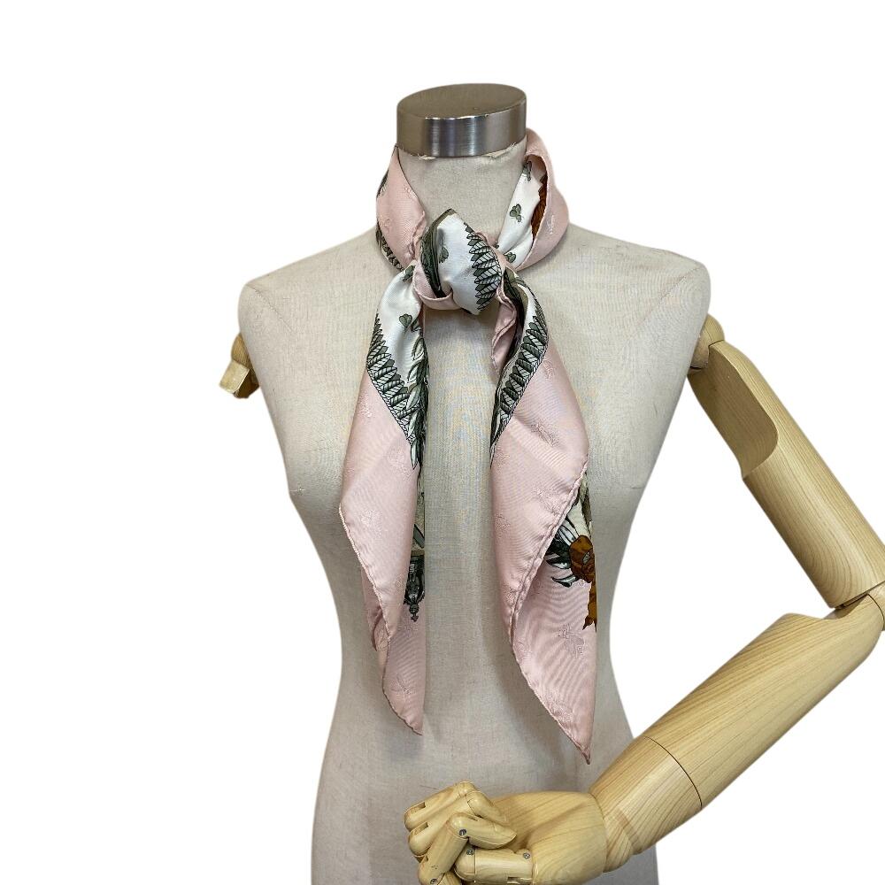 HERMES NAPOLEON Napoleon silk Calle 90 scarf pink silk Women Used