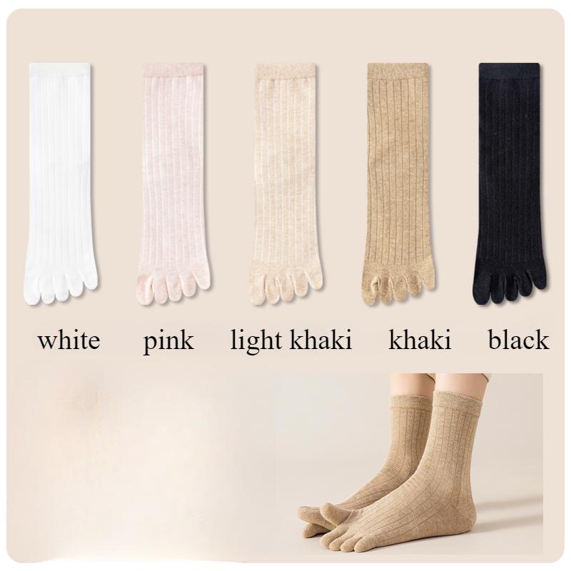 5 Pairs Toe Socks Women High Quality Cotton Five Finger Socks Middle Tube Crew Socks with Separate Fingers Four Seasons Hosiery