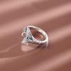 Adjustable Open Ring Women Men Sterling Fish Tail Design Vintage Retro Artisan Style Jewelry Gift