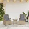 VidaXL Chaises inclinables de jardin lot de 2 beige résine tressée, fauteuil de jardin inclinable, fauteuil inclinable de 368664