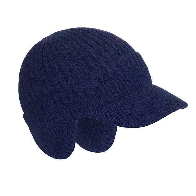 Men Women Winter Warm Knitted Beanie Ear Flap Fleece Lined Short Brim Skullies Cap Outdoor Ski Cycling Weather Earmuff Hat