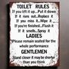 Toilet Rules Retro Metal Plaque - Wall Sign Print Picture for Bathroom Decor