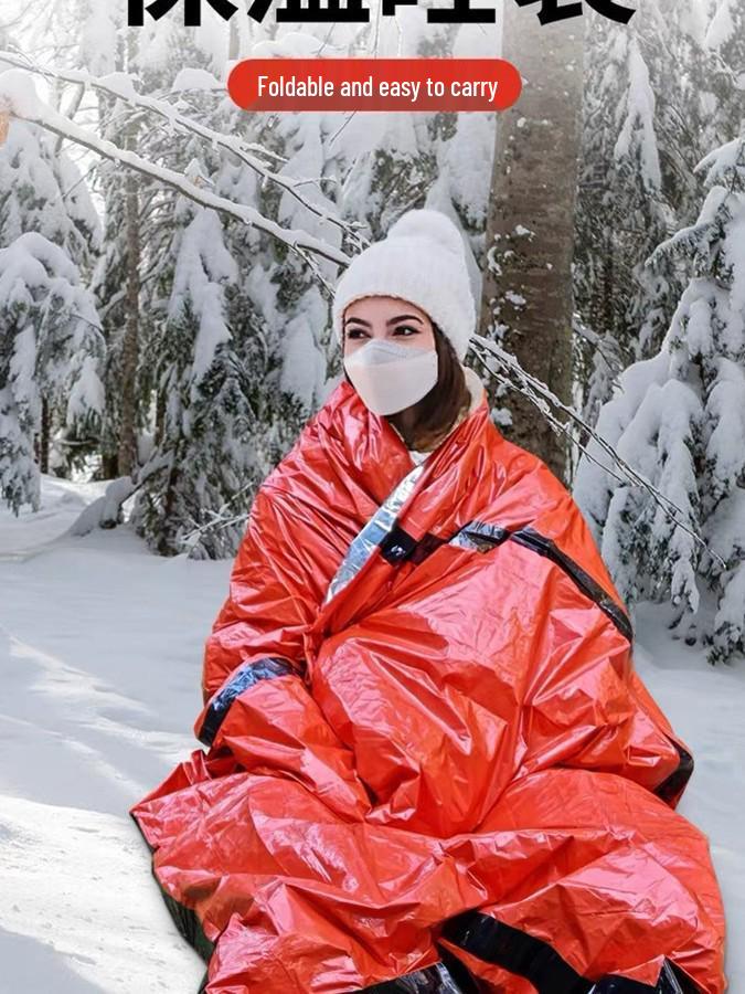 PE Aluminum Emergency Sleeping Bag: Cold Protection, Raincoat, Tent, Outdoor Storage