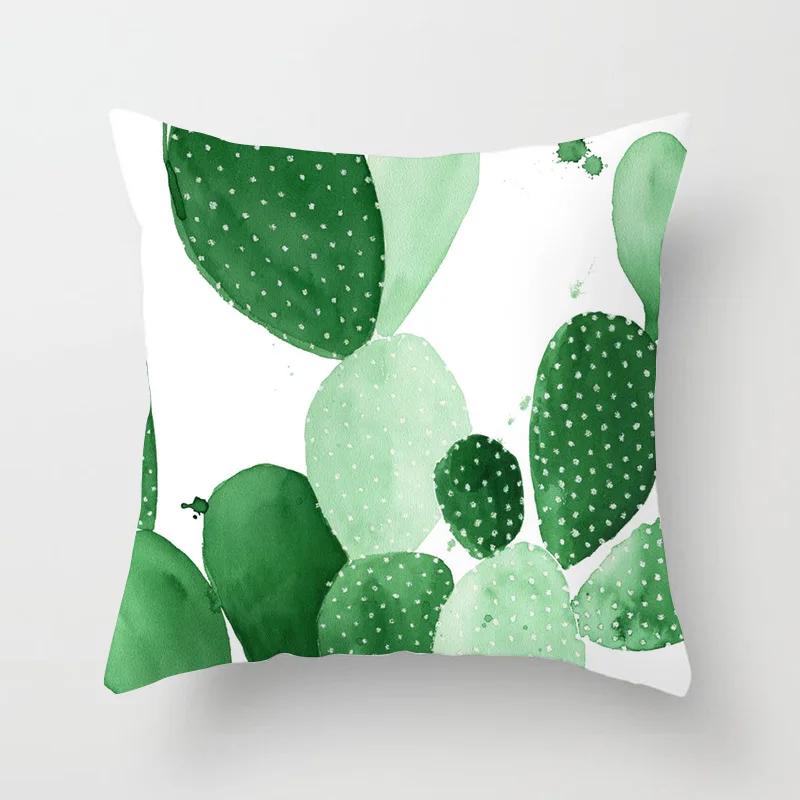 Nordic Style Tropical Plant Cactus Pattern Cushion Cover Sofa Car Office Pillowcase Home Decor