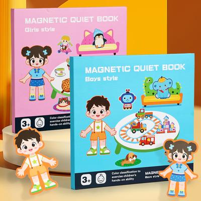 Montessori Boys Girls Dress Up Game Busy Book My First Quiet Book Paste Early Learning Educational Toys Children Matching Game