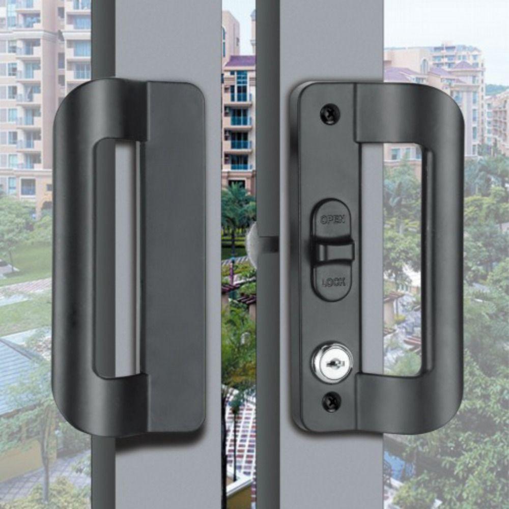 Aluminum Alloy Sliding Door Lock Double Sided Hook Lock Sliding Mechanism Door Handle  Balcony Door