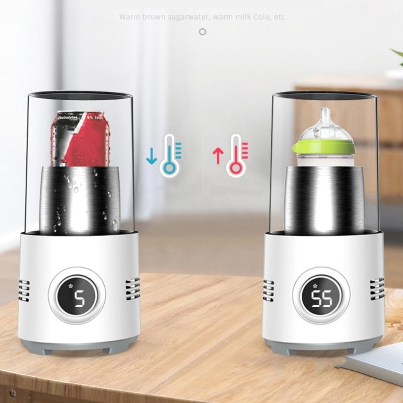 Duals Temperature Control Cup With Anti Slip Base For Drink Desktop Cooling Heating Cup Auto Shut Off Beverage Warmer