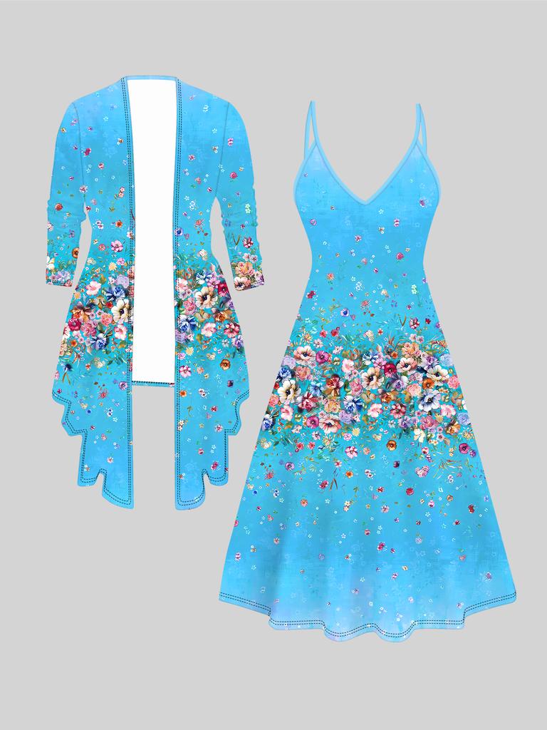 3D Flower Pattern Printed  Set Dress Coat for Valentine's Day, Eccentric Classical Totem Fashion Print,suitable for Various Scene Fashion Styles