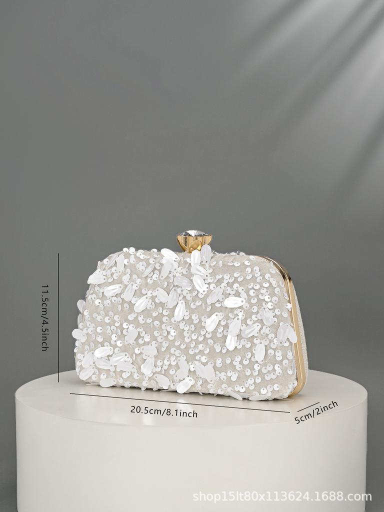 Frühling 2026 neue Pailletten-Clip-Schalen-Tasche Mode-Kette kleine quadratische Tasche Abend-Umhängetasche