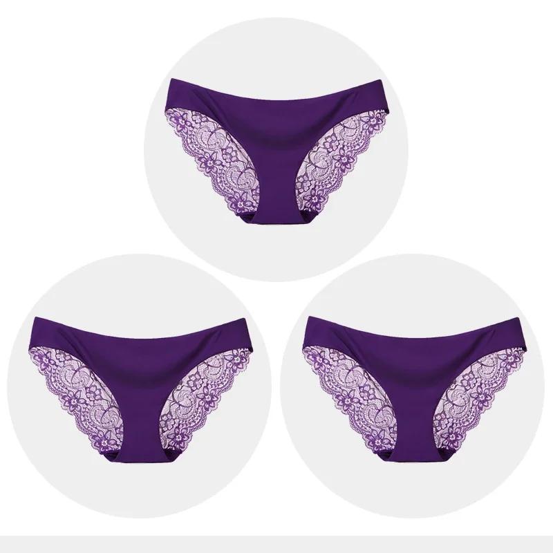 Women's Seamless Underwear Leopard Intimate Women Sexy Lace Black Floral Panties Seamless Panty 3 Pcs/set