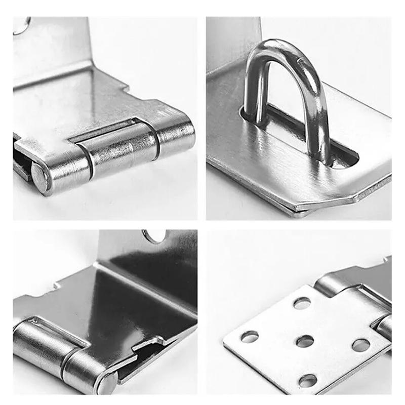 Stainless Steel Padlock Clasp Gate Hasp Staple Door 90 Degrees Latches Lock Shed Latch Household Burglar-Proof Hardware