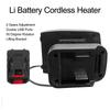 Battery Powered Heater Fast Heating Low Noise Electric Small Space Heater 2xUSB Compact 2 Temperatures for Dorm Home Car