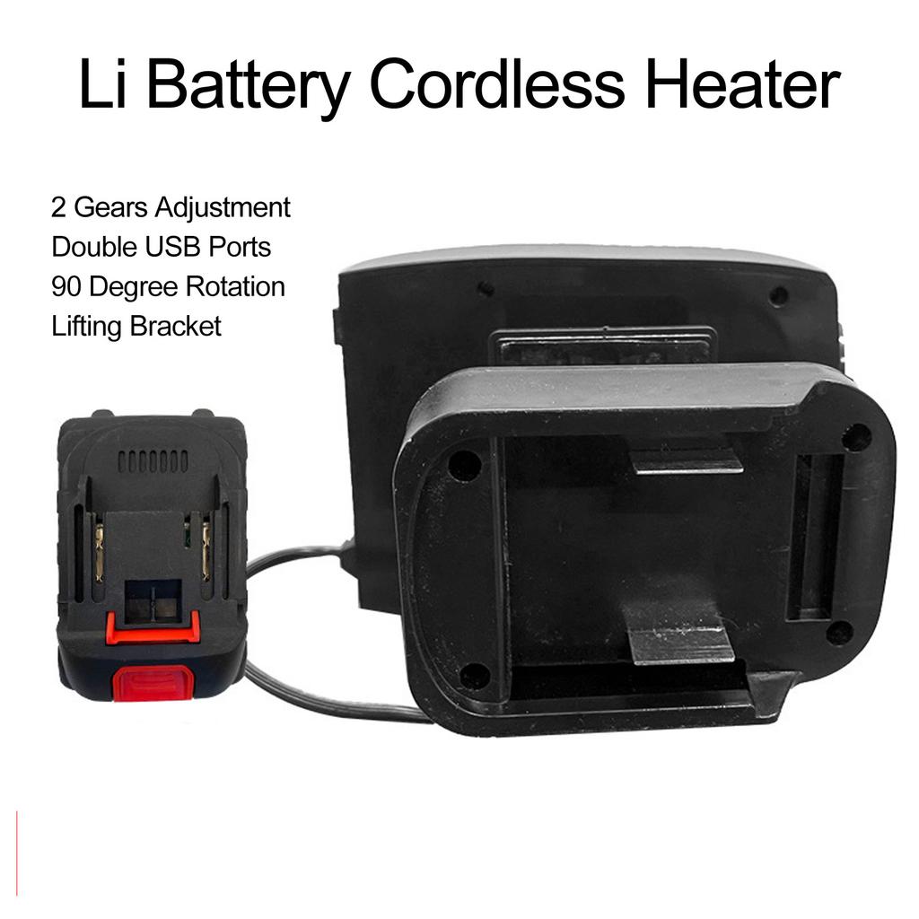 Battery Powered Heater Fast Heating Low Noise Electric Small Space Heater 2xUSB Compact 2 Temperatures for Dorm Home Car