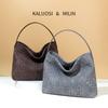 High End, Large Capacity Bag, Women's Woven Bag, One Shoulder Crossbody Bag, Underarm Bag, Bucket Bag, Frosted Suede Tote Bag