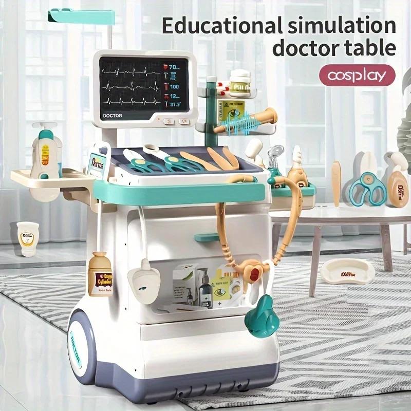 Non-Toxic Doctor Kit Toy Pretend Play Doctor Nurse Hospital Games Toddlers Medical Cart Kit With Sounds 3-5 Year Old Toddler Toy For Kids