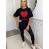 Black Oversized T Shirt With Red Heart And Amore Print For Casual Wear