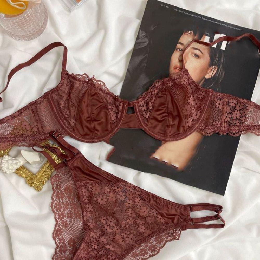 Mesh Push Up Bra Satin Silk Underwear for Women Intimates Lace Flower Bra Summer