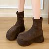 Fashion Wedges Women Ankle Boots Platform Shoes Winter Warm Non Slip Shoes Dress Elegant Retro Woman Pumps 2025 New Trend Femme