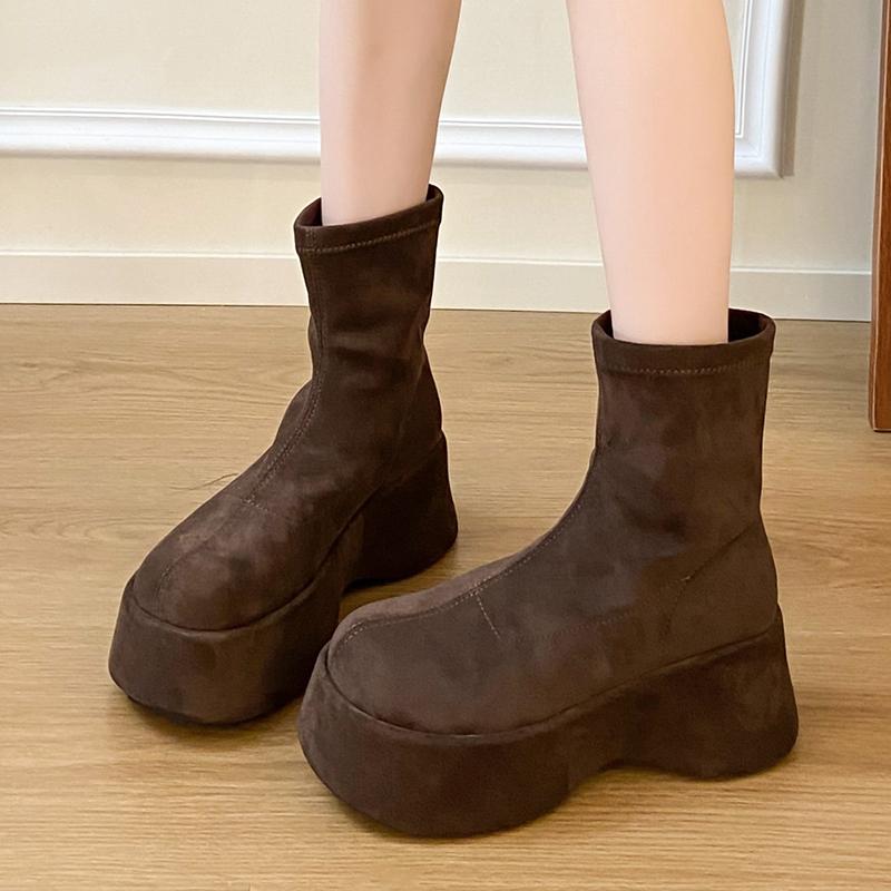 Fashion Wedges Women Ankle Boots Platform Shoes Winter Warm Non Slip Shoes Dress Elegant Retro Woman Pumps 2025 New Trend Femme
