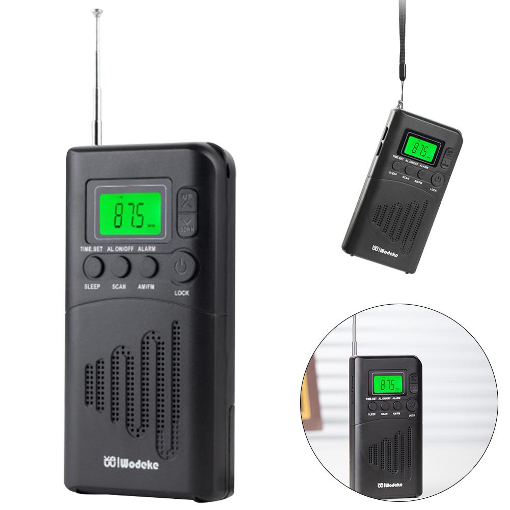 Portable Radio Receiver with Headphone Jack Handheld Mini Radio LED Display Speaker Pocket Radio LCD Digital for Walking Camping