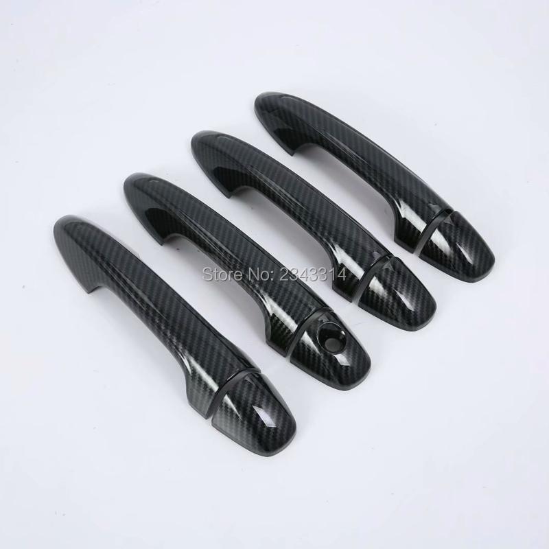 For Toyota Fortuner SW4 AN150 AN160 2015- Carbon Fiber Door Handle Cover Overlay Panel Frame Chrome Car Styling Accessories