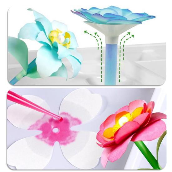 Magic Petal Flower Kit DIY Paper Flower Bouquet Kit 3D Dyed Blossoms with Colorful Petals Educational Floral Art Craft for Kids