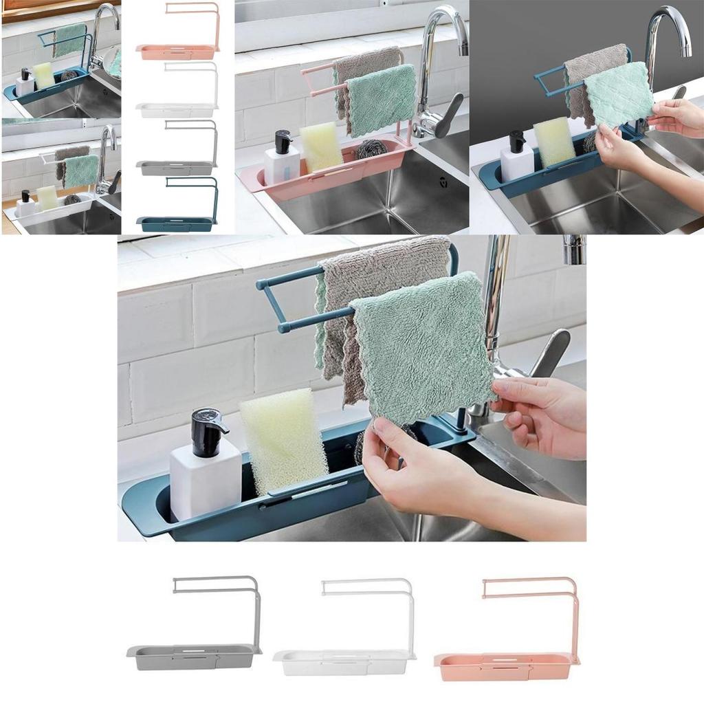 Expandable Telescopic Sink Rack Holder With Adjustable Storage For Kitchen Essentials