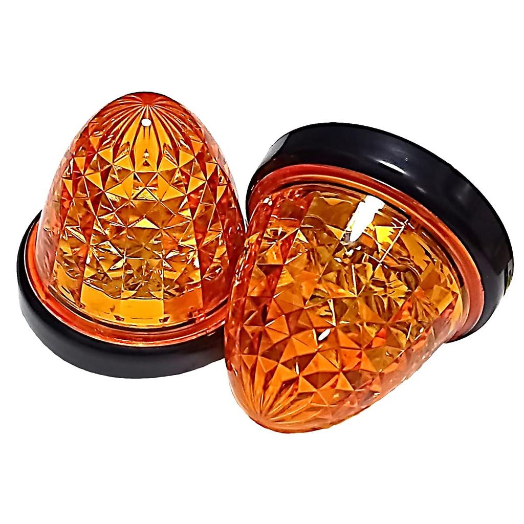 Customize 24V Truck LED Side Marker Lamps with Crystal 16 Universal Cutout, LEDs, Fit, Yellow/Red/White/Amber (10 LEDs, Orange)