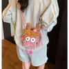 Handmade Cartoon Wool Crossbody Bag – Cute Big-Eyed Girl Design for Autumn and Winter