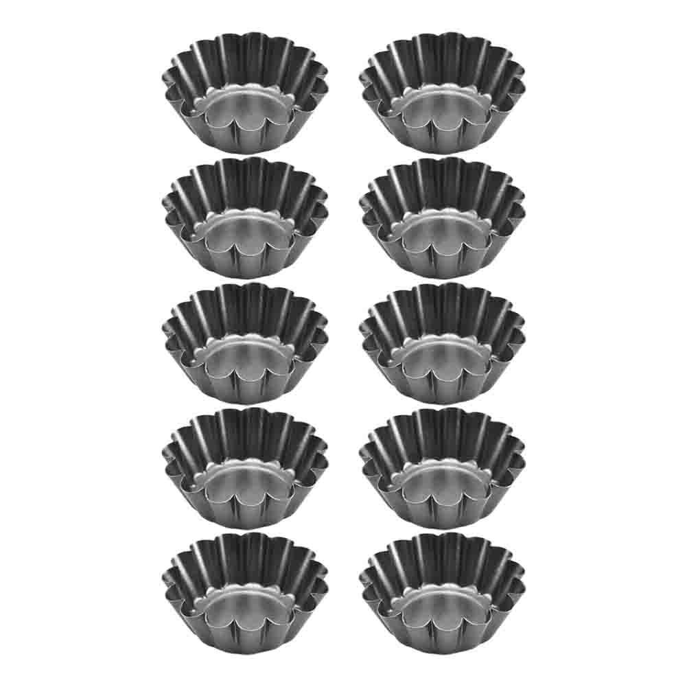10pcs Carbon Steel Tart Tins for Effortless Baking Designed for Home Chefs