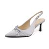Grape mother summer new empty single shoes women's fashion French high heels women's high sense of not tired feet leather women's shoes