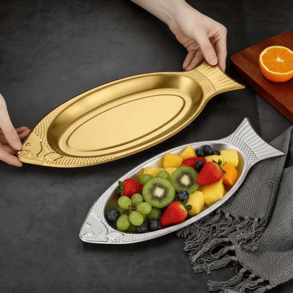 Stainless Steel Fish Shaped Plate Thickening Barbecue Plate Creative Snack Plate Restaurants