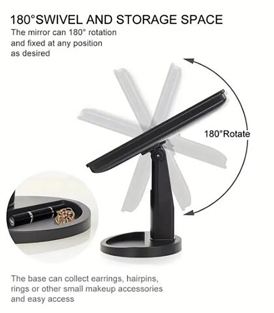 1pc Luminous Makeup Mirror, 360 ° Rotating Creative Makeup Mirror, Portable and Stylish